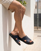 MK H-style Leather Slipper BLU