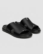 MK H-style Leather Slipper BLK