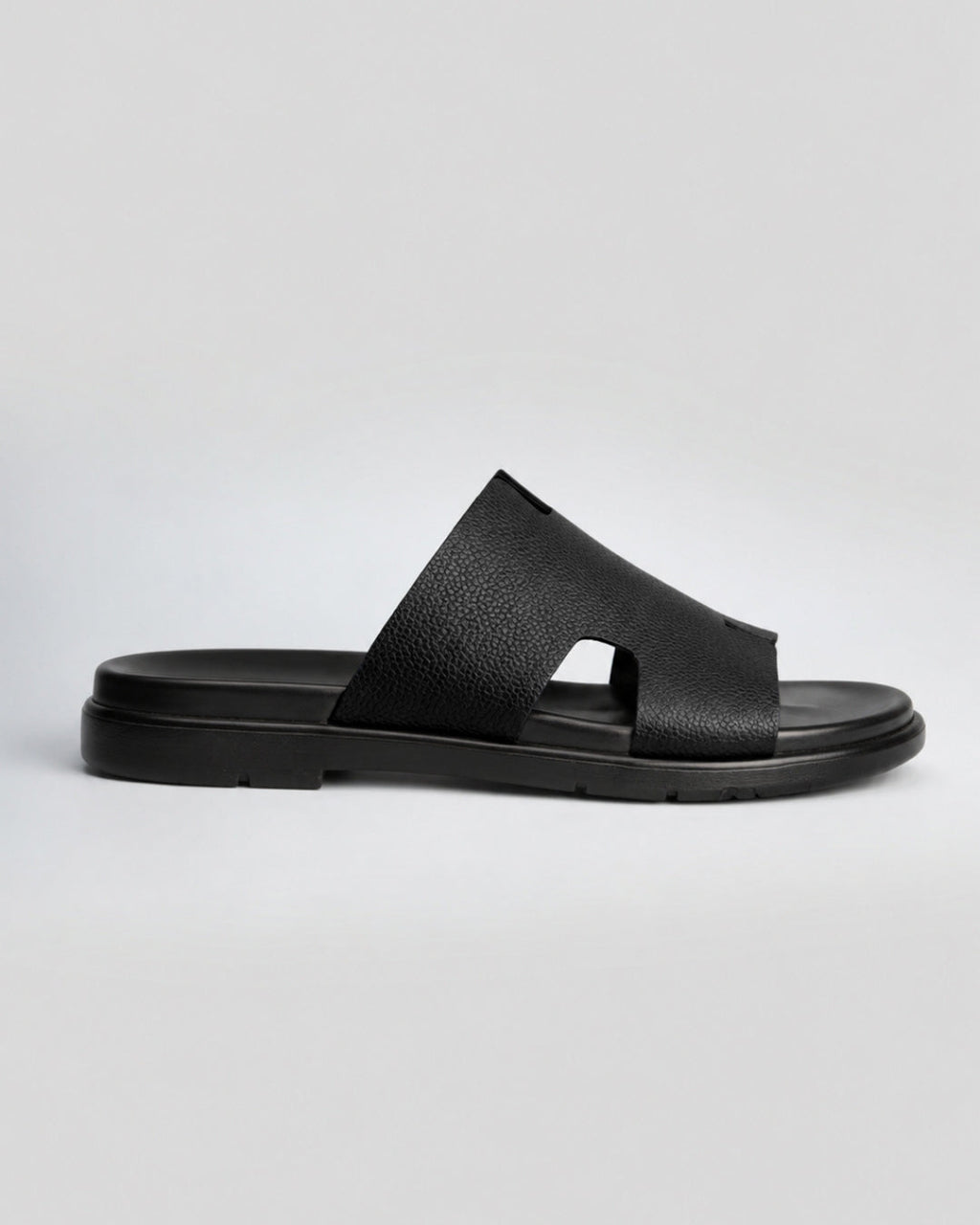 MK H-style Leather Slipper BLK