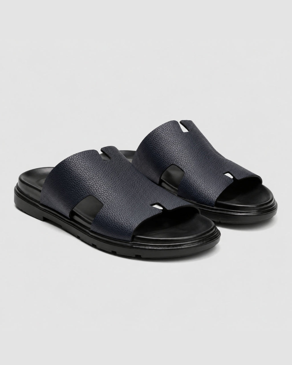 MK H-style Leather Slipper BLU