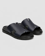 MK H-style Leather Slipper BLU