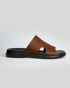 MK H-style Leather Slipper BRN